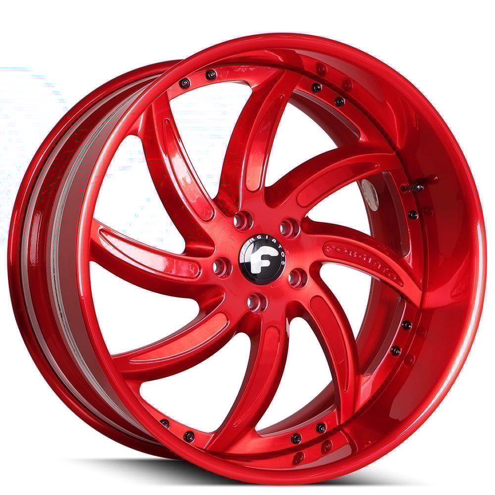 21" Staggered Forgiato Wheels Azioni Candy Red Forged Rims