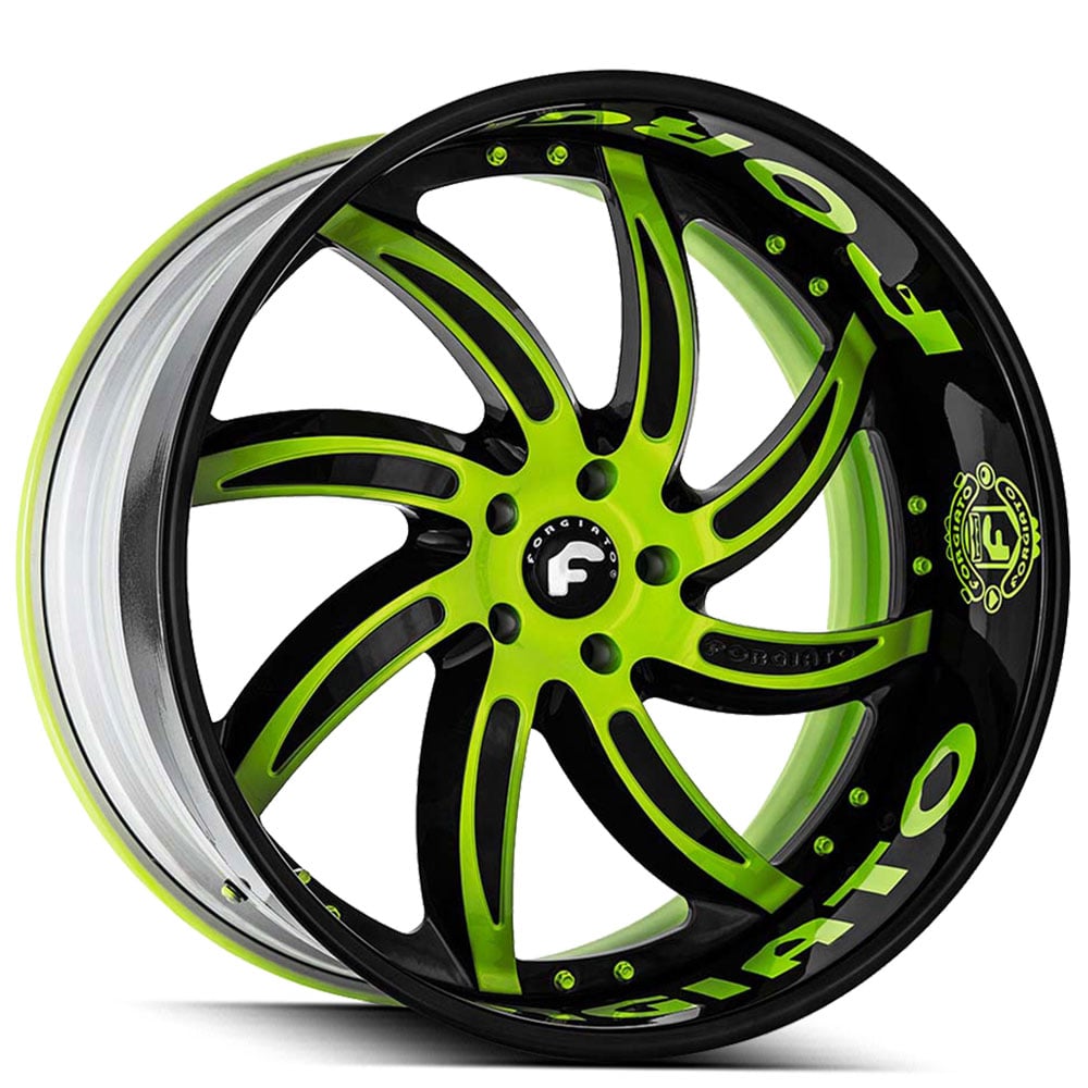 20" Staggered Forgiato Wheels Azioni Custom 2 Tone Face with 2 Tone Lip and Lettering Forged Rims
