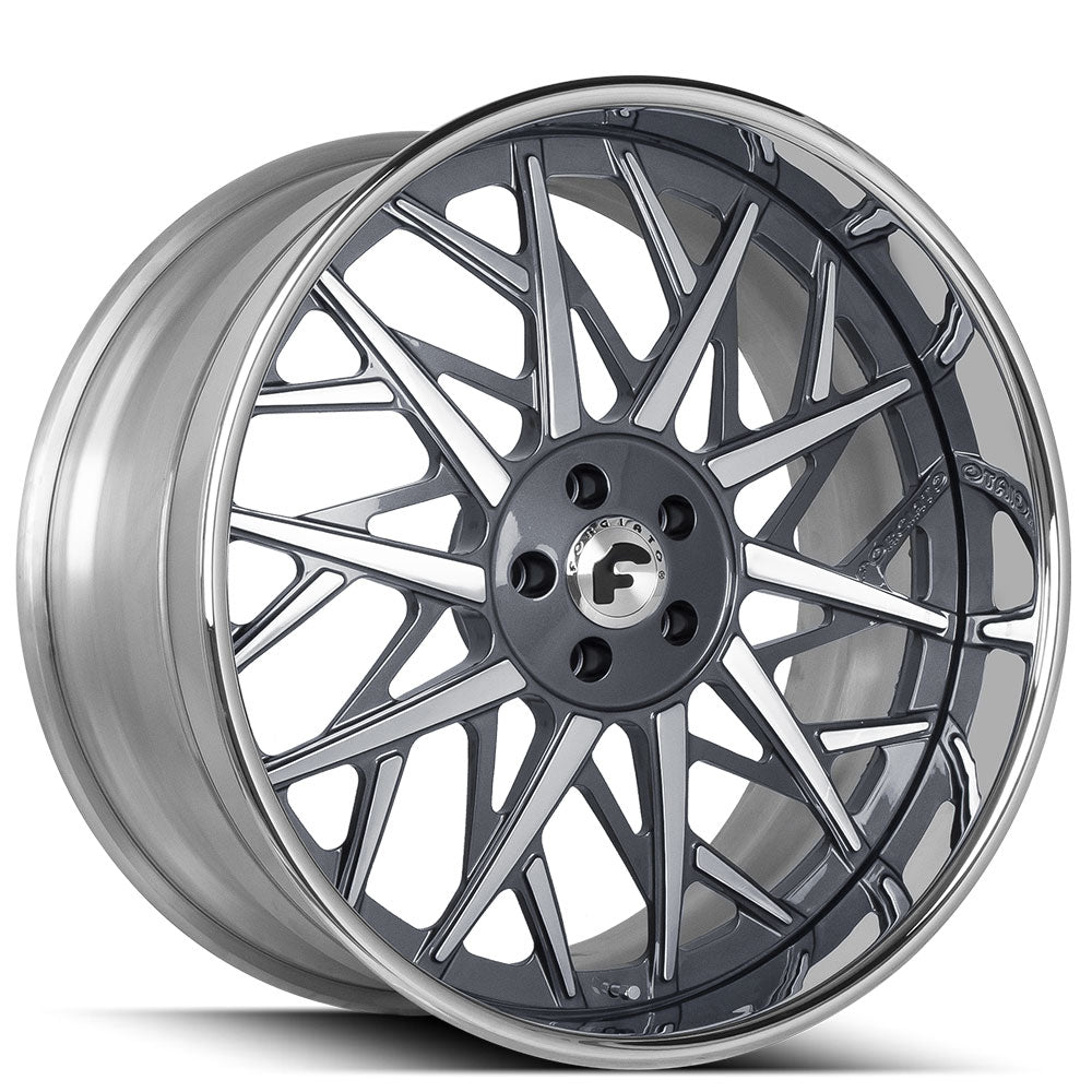 21" Staggered Forgiato Wheels Blocco Custom 2 Tone Face with Chrome Lip Forged Rims