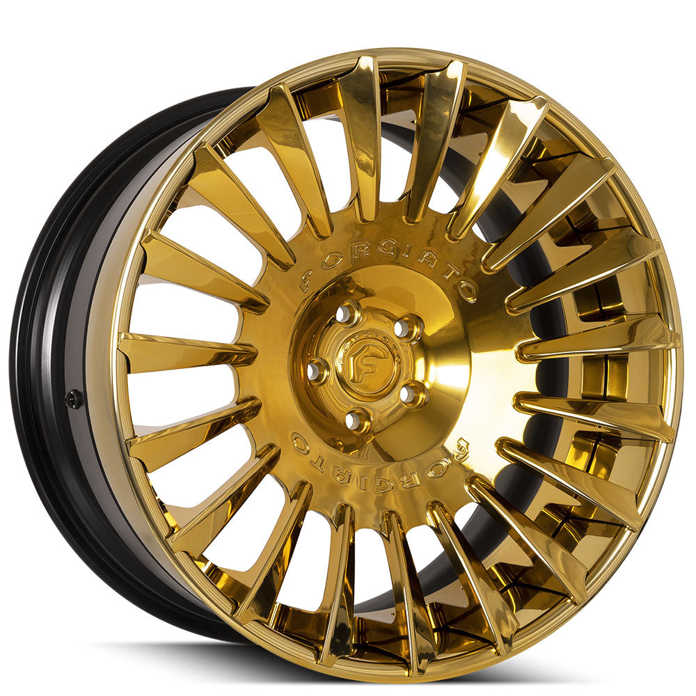 20" Staggered Forgiato Wheels Calibro-ECL Gold with Black Inner Forged Rims