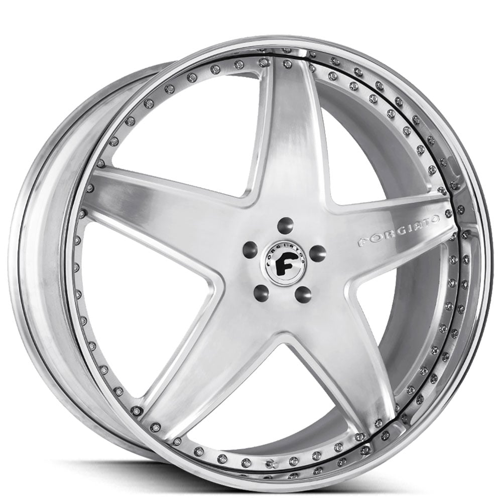 19" Forgiato Wheels Classico Brushed Silver with Chrome Lip Forged Rims