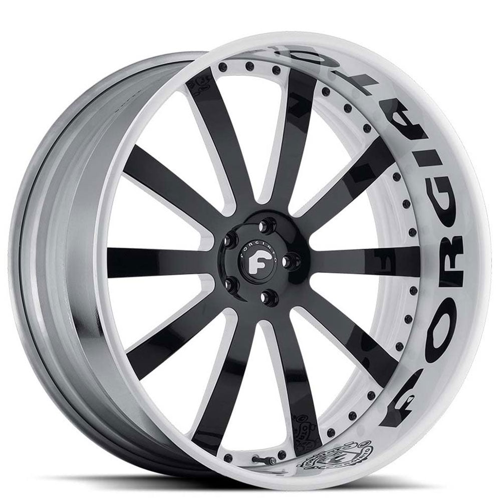 24" Forgiato Wheels Concavo Custom 2 Tone with Black Lettering on White Lip Forged Rims