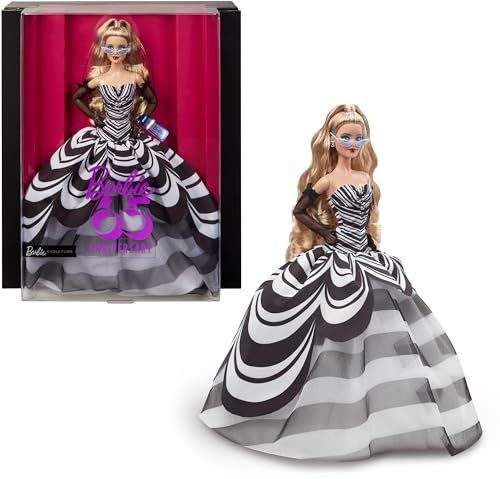 Barbie Signature 65th Anniversary Collectible Doll With Blonde Hair And Black And White Gown