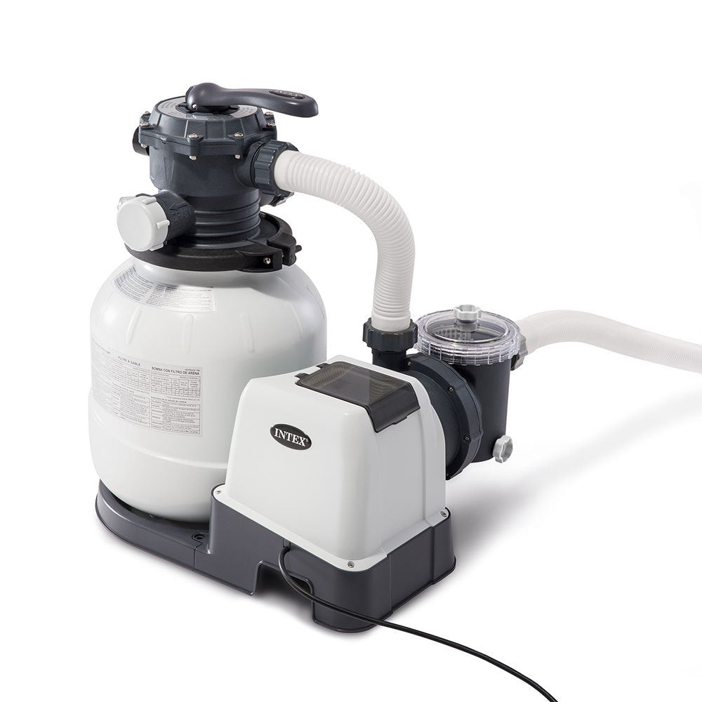 Intex 26645EG 2100 Gph Above Ground Pool Sand Filter Pump with Automatic Timer - White/gray