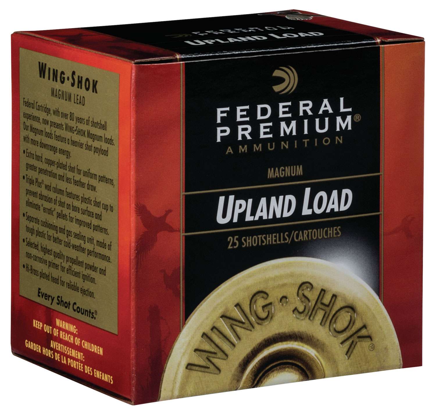 Federal PF1546 Premium Upland Wing-Shok High Velocity 12 Gauge 2.75" 1 1/4oz 6 Shot 25