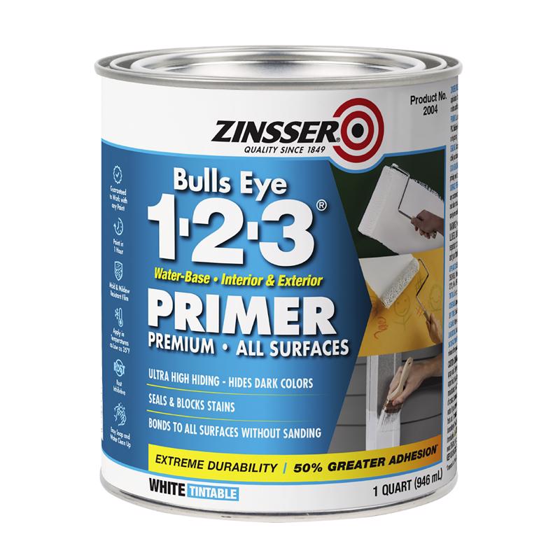 Zinsser Bulls-Eye 1-2-3 White Water-Based Styrenated Acrylic Primer and Sealer 1 qt (In-Store Pickup Only)