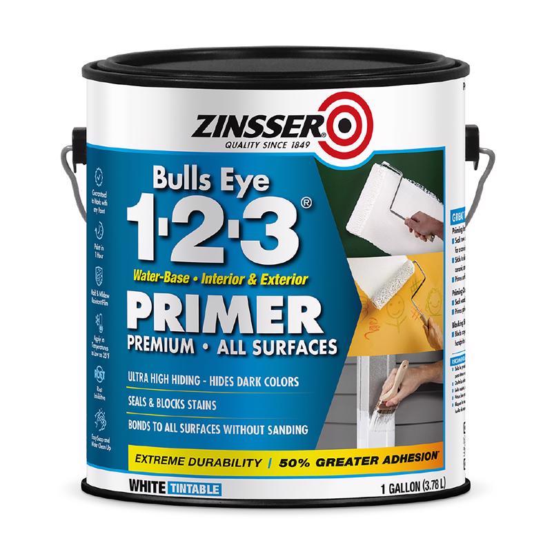 Zinsser Bulls Eye 123 White Water-Based Styrenated Acrylic Primer and Sealer 1 gal (In-Store Pickup Only)