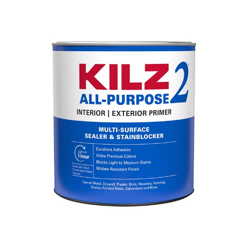 KILZ White Flat Water-Based Acrylic Stain Blocking Primer 1 qt