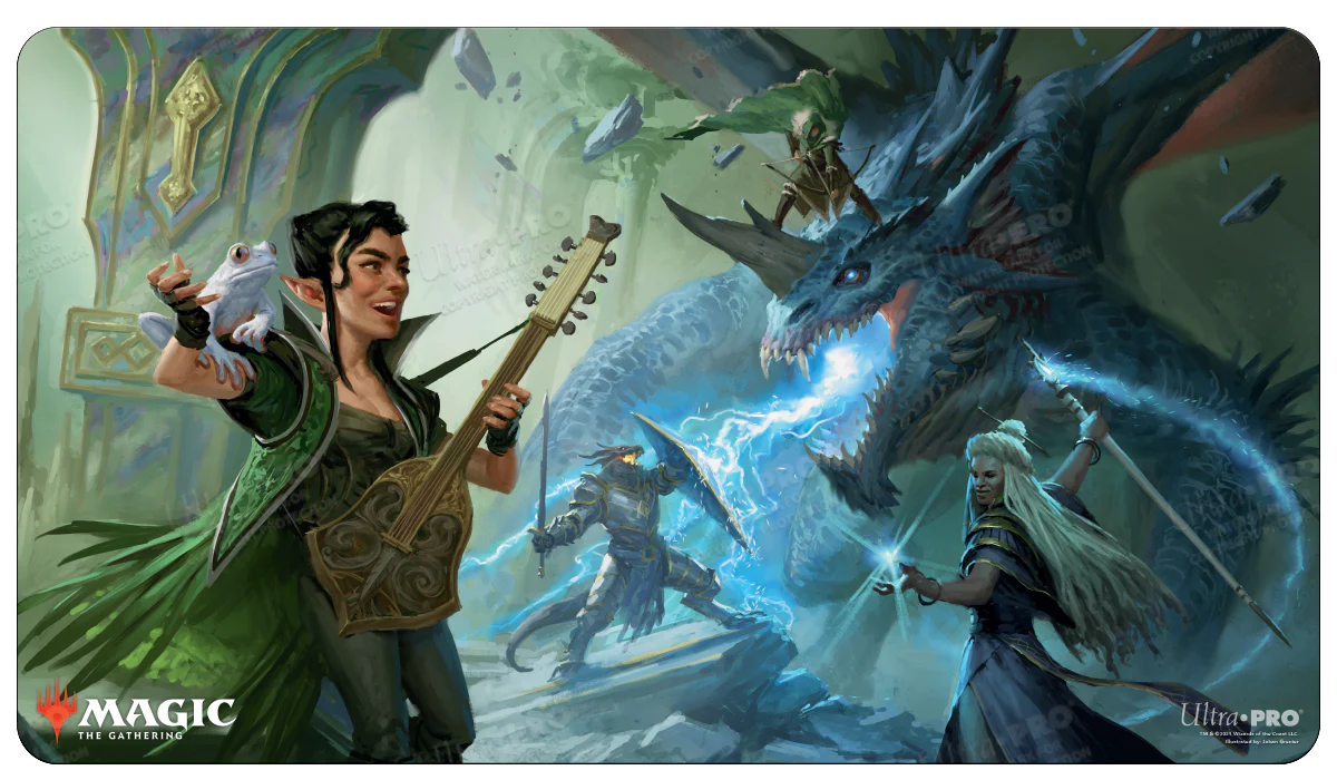 Adventures in the Forgotten Realms The Party Fighting Blue Dragon Standard Gaming Playmat for Magic: The Gathering