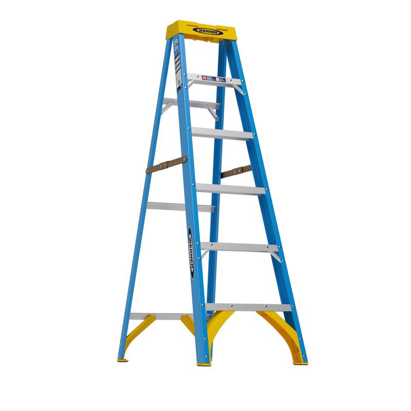 Werner 6 ft. H Fiberglass Step Ladder Type I 250 lb. capacity (In Store Pickup only)