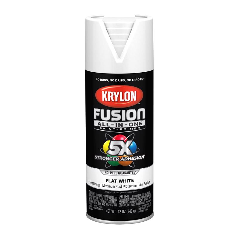Krylon Fusion All-In-One Flat White Paint+Primer Spray Paint 12 oz