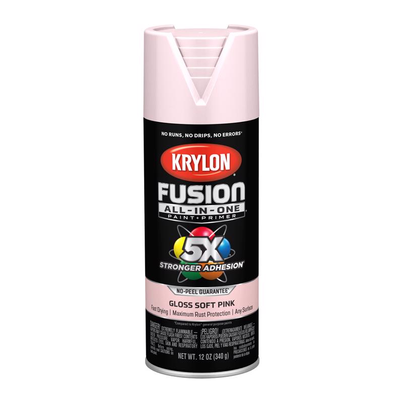 Krylon Fusion All-In-One Gloss Soft Pink Paint+Primer Spray Paint 12 oz