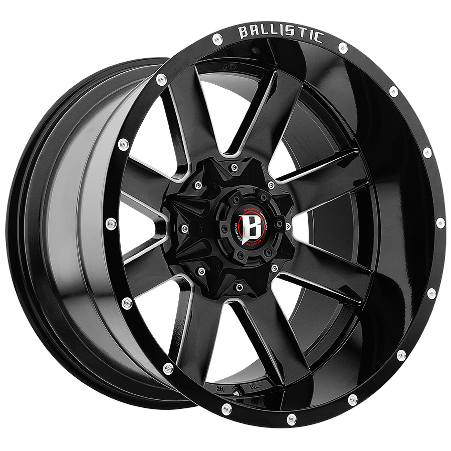 Ballistic 959 Rage 24x14 -81 6x135/6x139.7 (6x5.5) Gloss Black/Milled