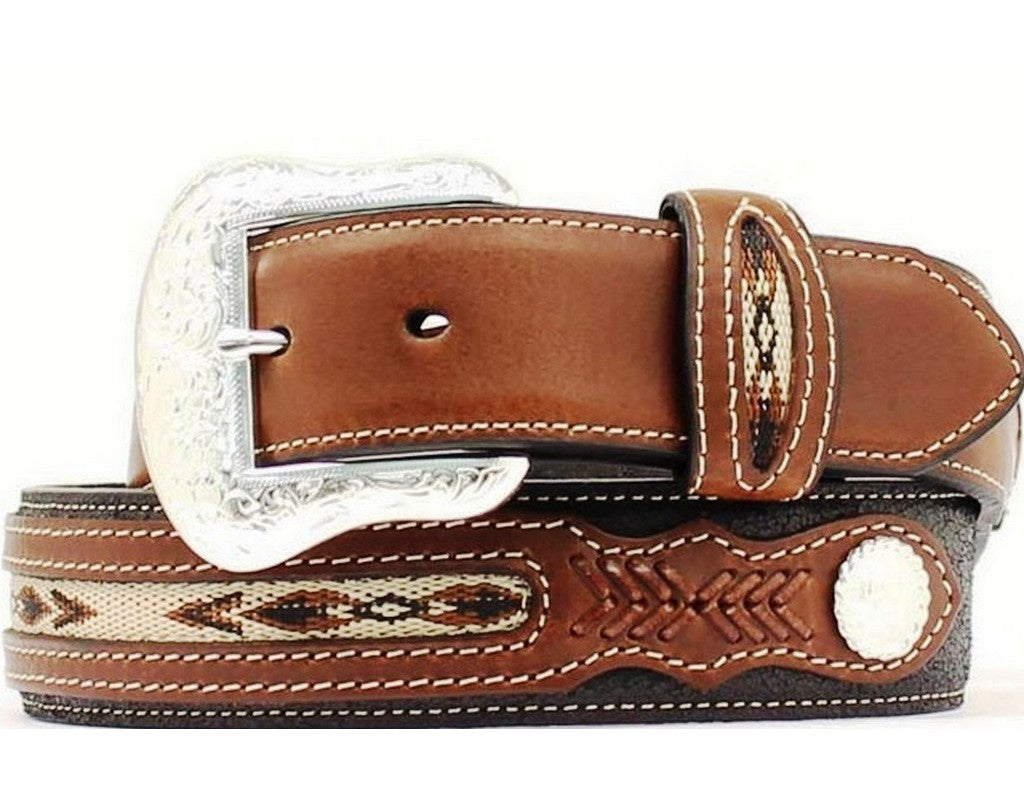 Nocona Mens Top Hand Fabric Inset Belt Black 34