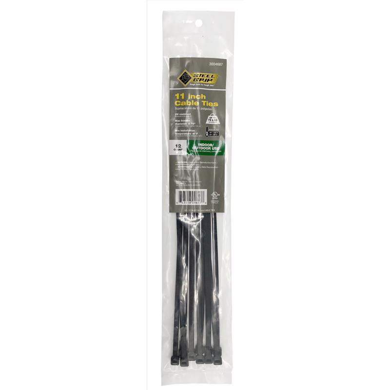 Steel Grip 11 in. L Black Cable Tie 12 pk