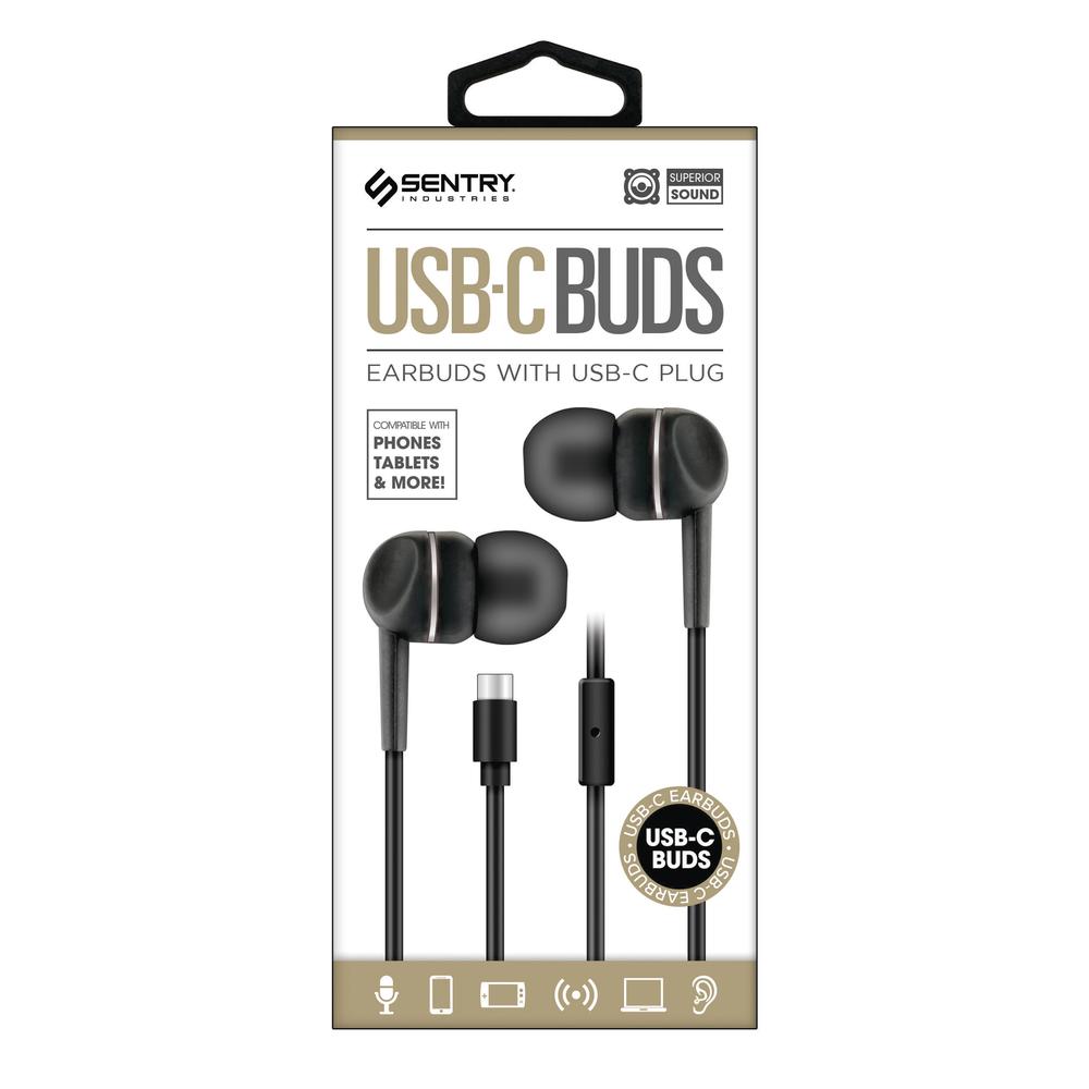 Sentry USB-C Earbuds w/ Microphone - Black