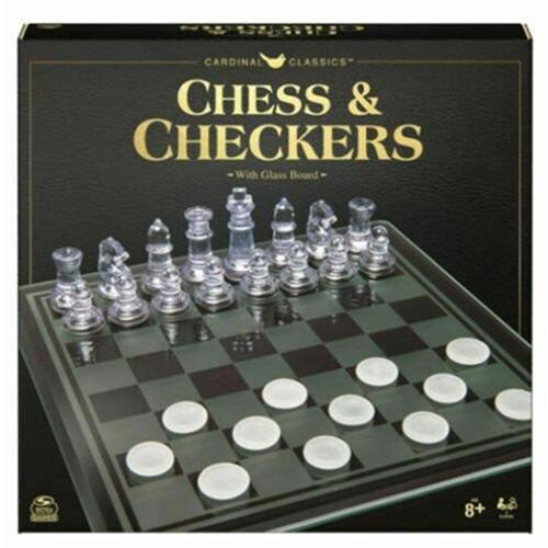 Cardinal Classics Glass Board Chess & Checkers