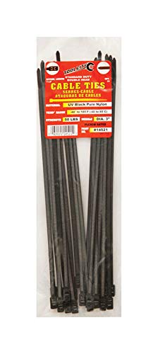 Tool City Black 11.8" 50 lb. Tensile Double Head Cable Ties, 25 Piece Black