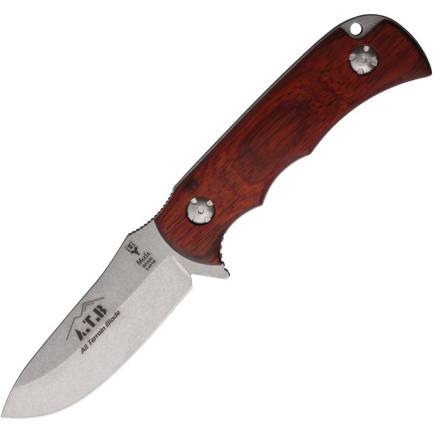Muela 98492 ATB-9R Stonewash Fixed Blade Knife Brown Wood Handles