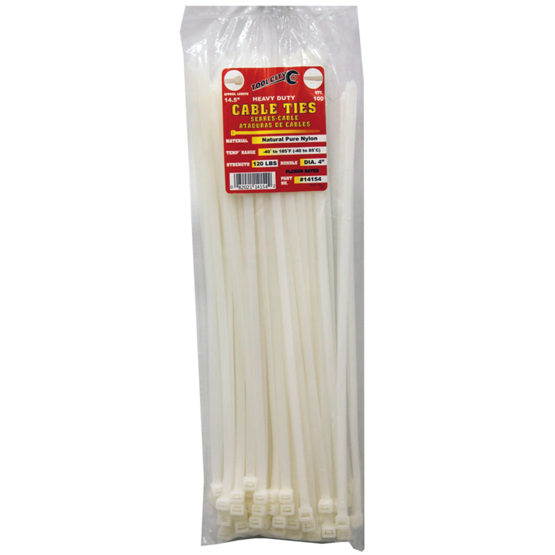 Tool City 14.5 in. L White Cable Tie 100 pk