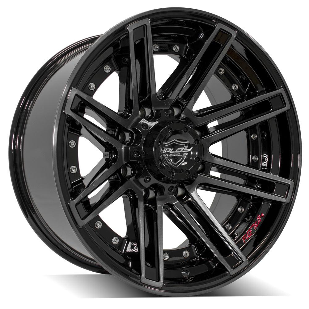4PLAY 4P08 20x10 8x180 -24et Gloss Black Brushed with Tinted Clear Wheel SET