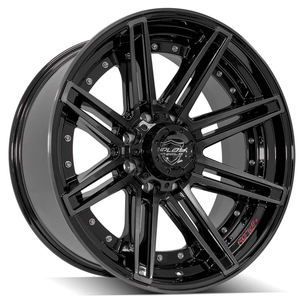 4PLAY 4P08 22x10 8x180 -24et Gloss Black Brushed with Tinted Clear Wheel SET