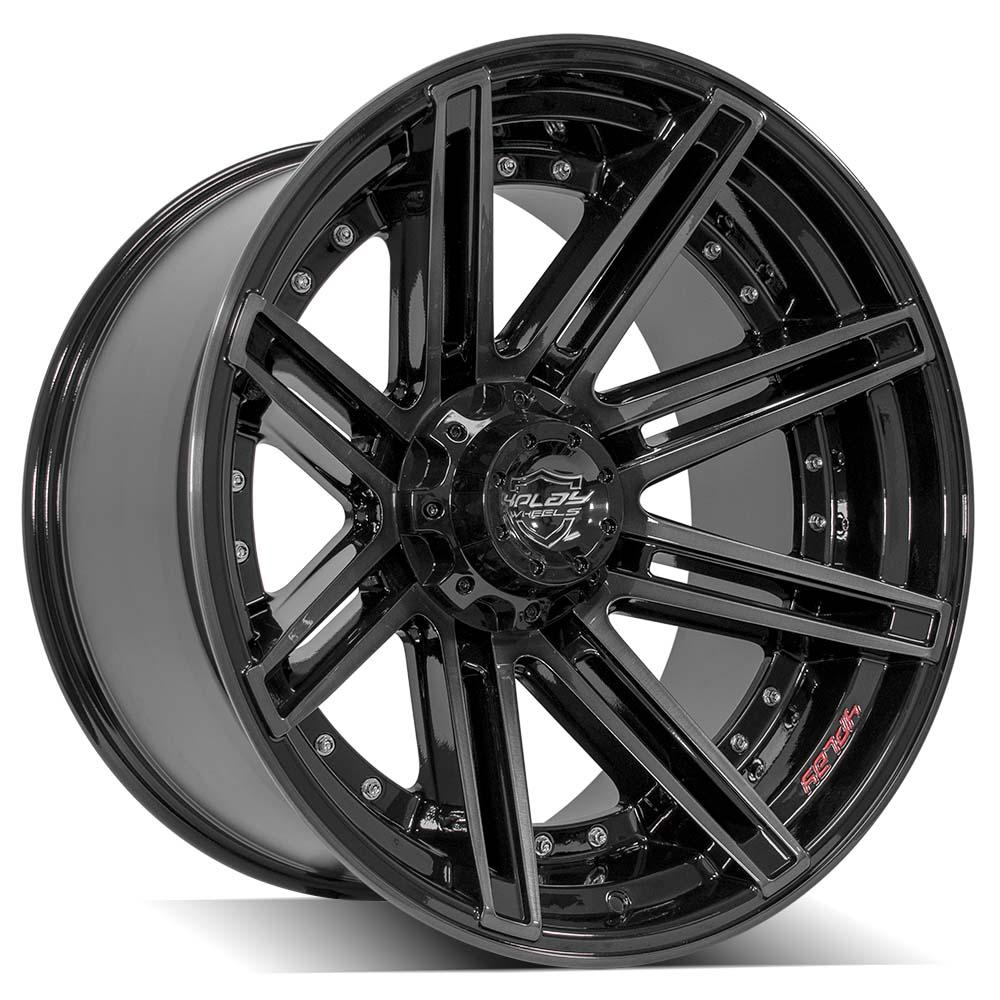 4PLAY 4P08 22x12 5x127 + 5x139.7 -44et Gloss Black Brushed with Tinted Clear Wheel SET