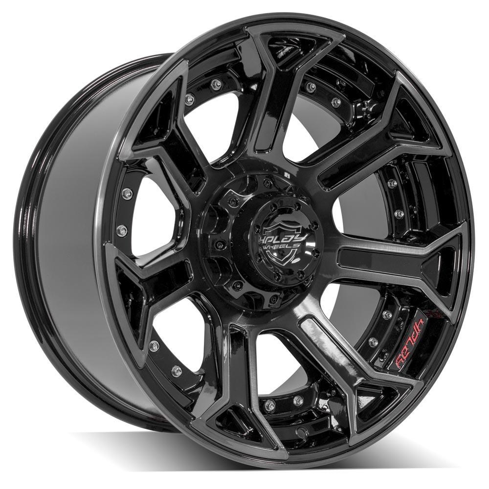 4PLAY 4P70 20x10 5x127 + 5x139.7 -24et Gloss Black Brushed with Tinted Clear Wheel SET
