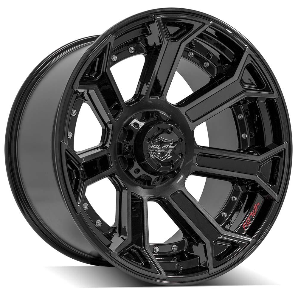 4PLAY 4P70 22x12 6x135 + 6x139.7 -44et Gloss Black Brushed with Tinted Clear Wheel SET