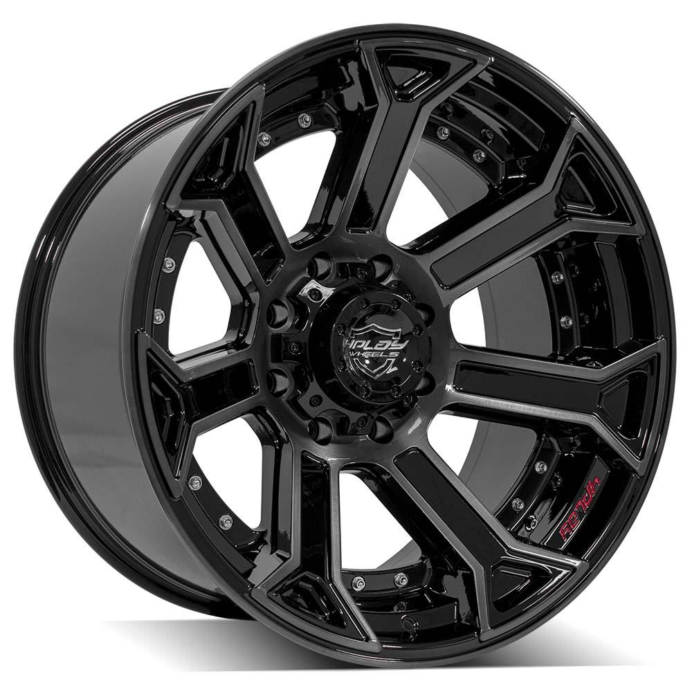 4PLAY 4P70 22x12 8x170 -44et Gloss Black Brushed with Tinted Clear Wheel SET