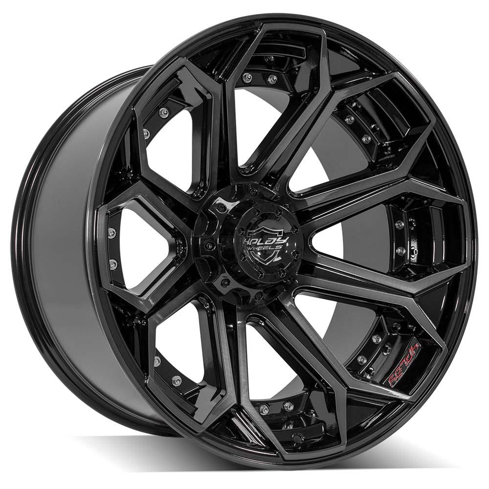 4PLAY 4P80R 22x12 6x135 + 6x139.7 -44et Gloss Black Brushed with Tinted Clear Wheel SET