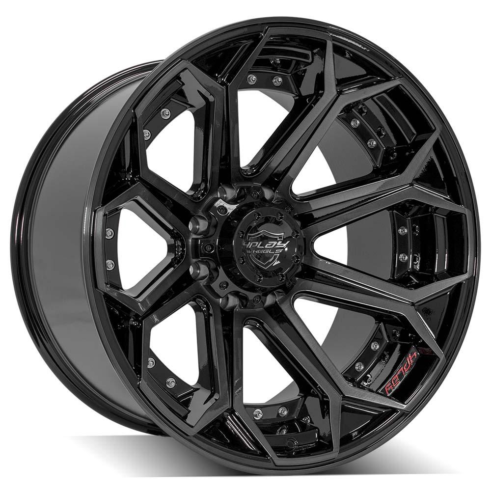 4PLAY 4P80R 22x12 8x170 -44et Gloss Black Brushed with Tinted Clear Wheel SET