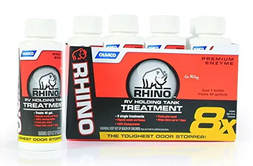 Camco | RhinoFLEX Premium Enzyme RV Holding Tank Treatment Singles | 41511 | Pine Scent | 4oz | 8 Pack