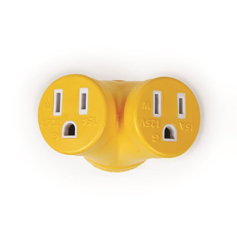 Camco 55438 Generator Adapter 4 Prong 30 Amp Male - 2 x 15 Amp Female