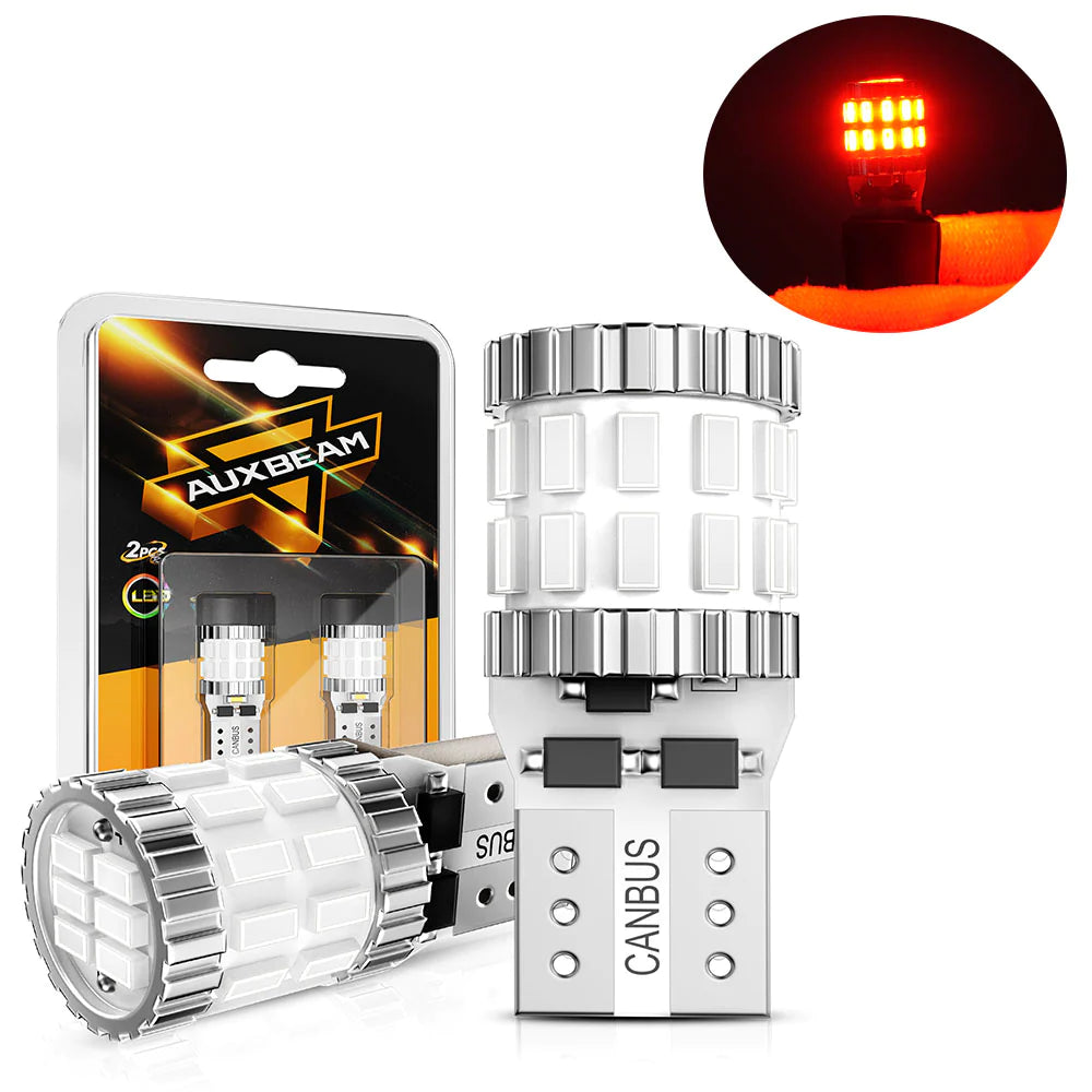 Auxbeam Upgraded 194 LED Bulbs Red, 400% Brighter Extremely Bright Canbus Error Free 168 2825 T10 W5wauxbeam Led Light Bulbs For License Plate Lights Interior Lights Dome Map Light, 30-smd, Pack Of 2