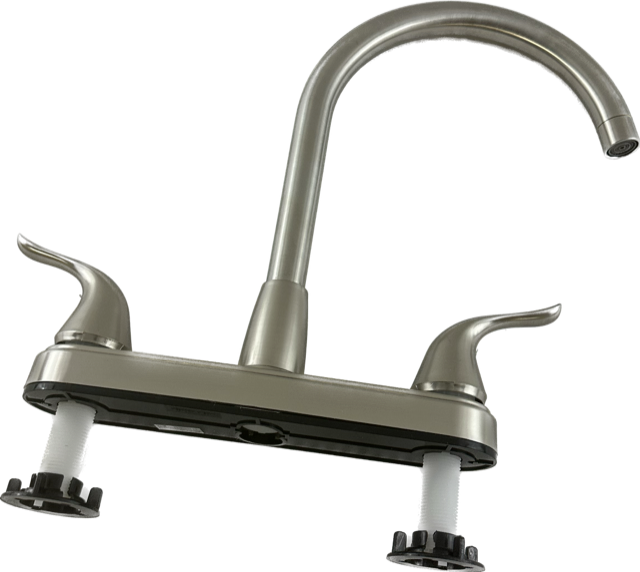 Patrick 8" Satin Nickel Plastic Kitchen Faucet High-Arc Wing Handle - Home