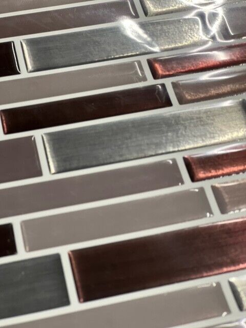 8 PK. Peel & Stick Backsplash Self-Adhesive Kitchen/Bathroom Tiles (Browns)