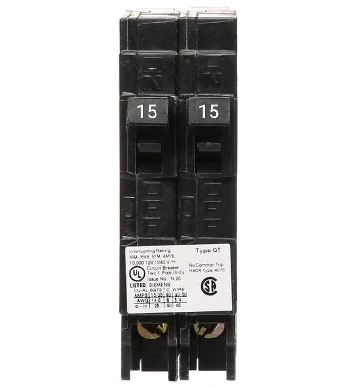 RV Circuit Breaker 15 Amp Double Breaker Siemens Q1515