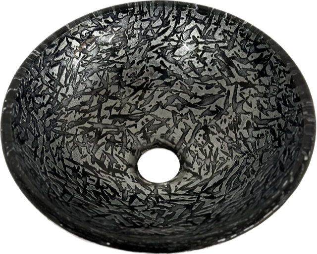 Circular Glass 12" Vessel Bathroom Sink Silver Vanity