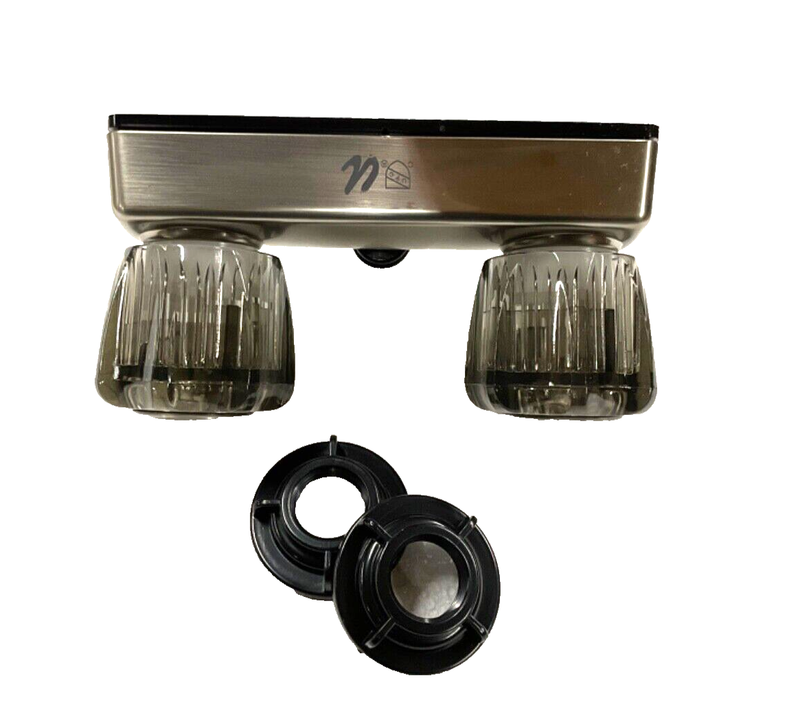 Satin Nickel Plastic Shower Faucet W/ Diverter Smoke Dual Knob Handle RV-Camper