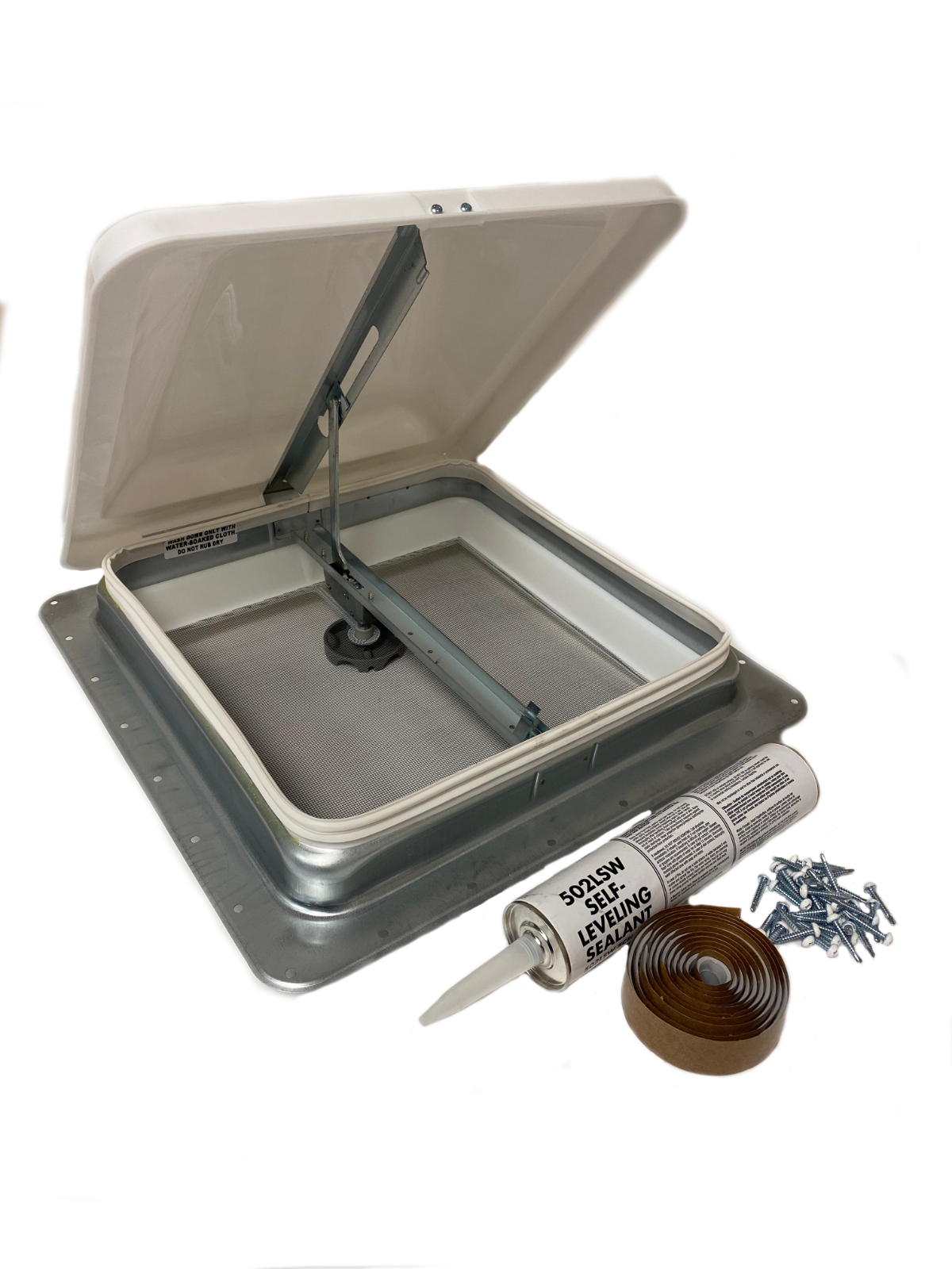 14" X 14" RV Roof Vent Non-Powered White W/ Installation Accessories