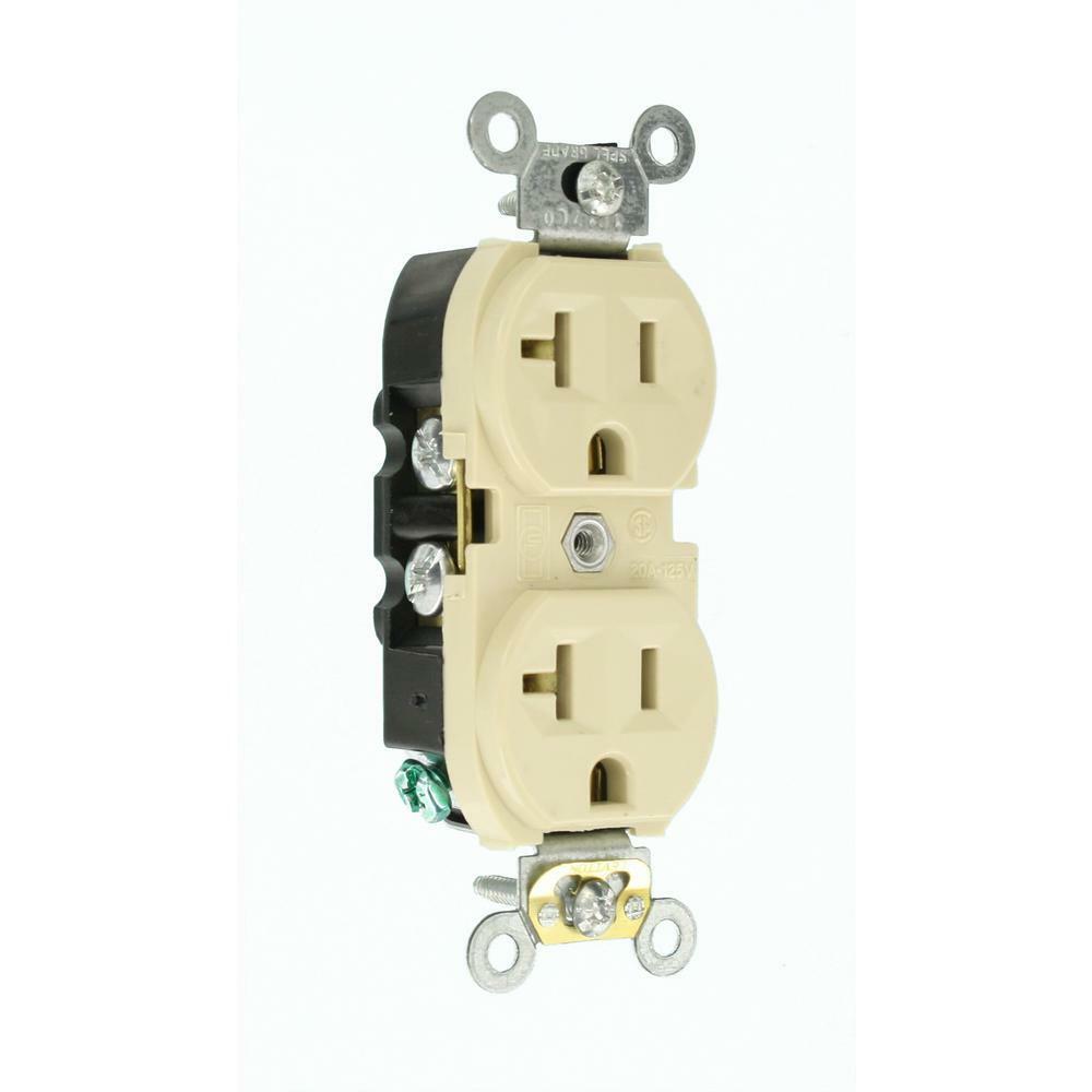 20 Amp 125-Volt Narrow Body Duplex Outlet Straight Blade Commercial Grade Self G