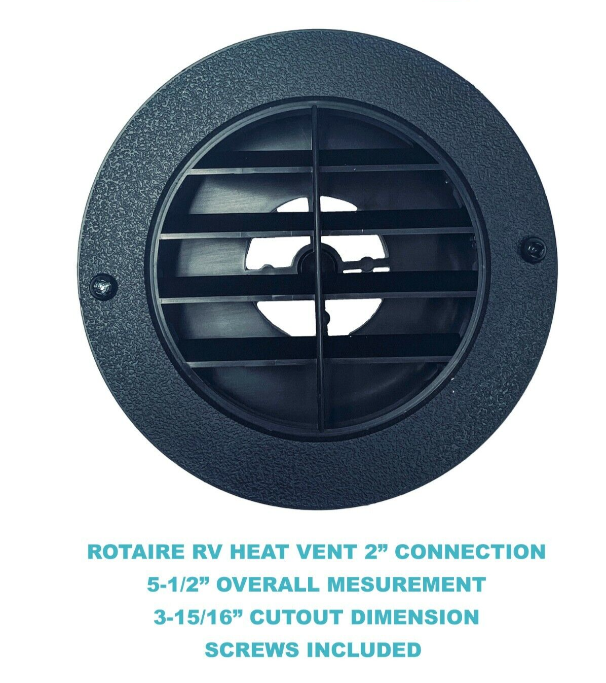 ProCamp RV 2" Duct Rotaire Swivel Circle RV Heat Vent Furnace Plastic Black