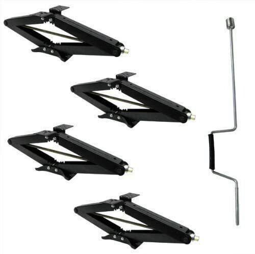 2500# 24 Inch RV Scissor Jack For Camper Trailer Caravan, 4 Pack w/ Crank Handle