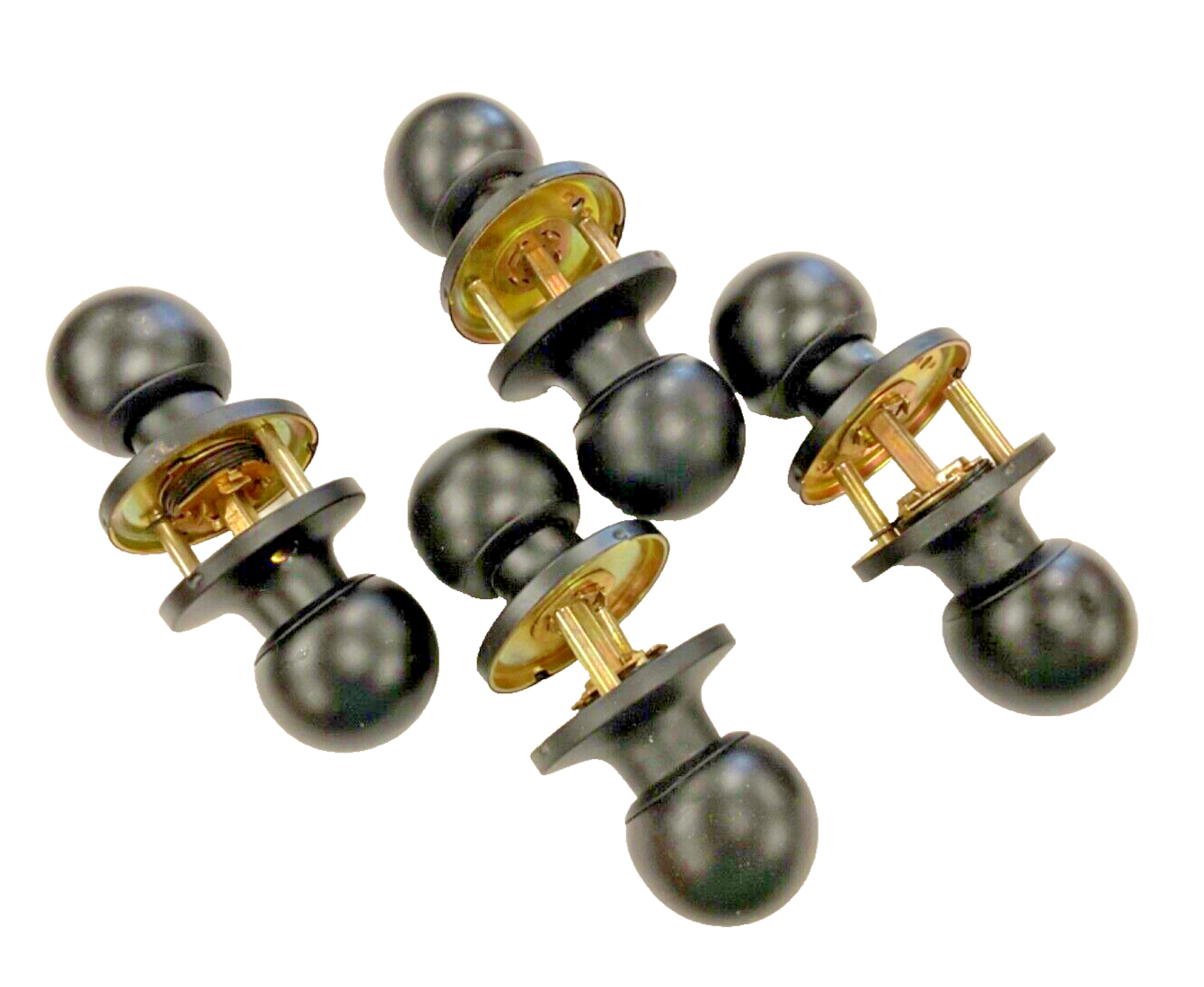 4 PACK Matte Black Non Locking Interior Passage Door Knob Hall/Closet RV-Home