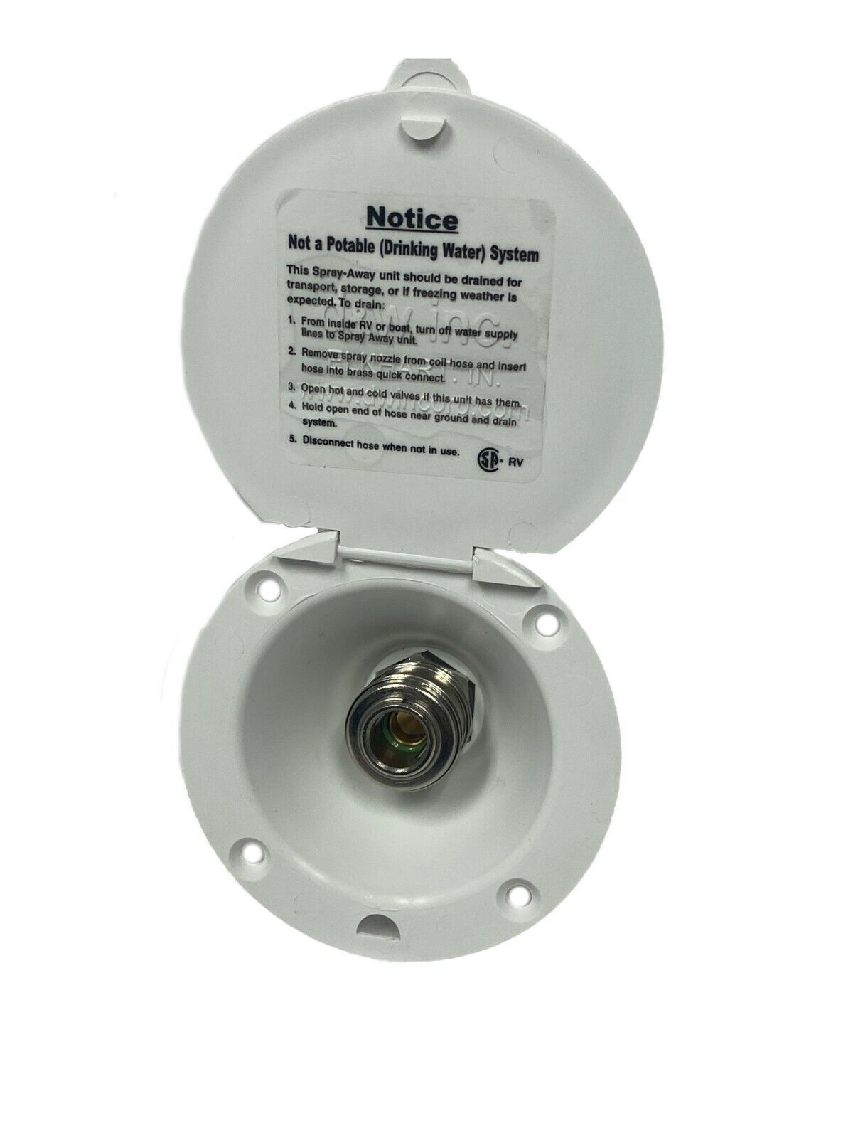 ProCamp RV Exterior Spray Port Hook-Up Quick Connect RV Exterior Inlet White