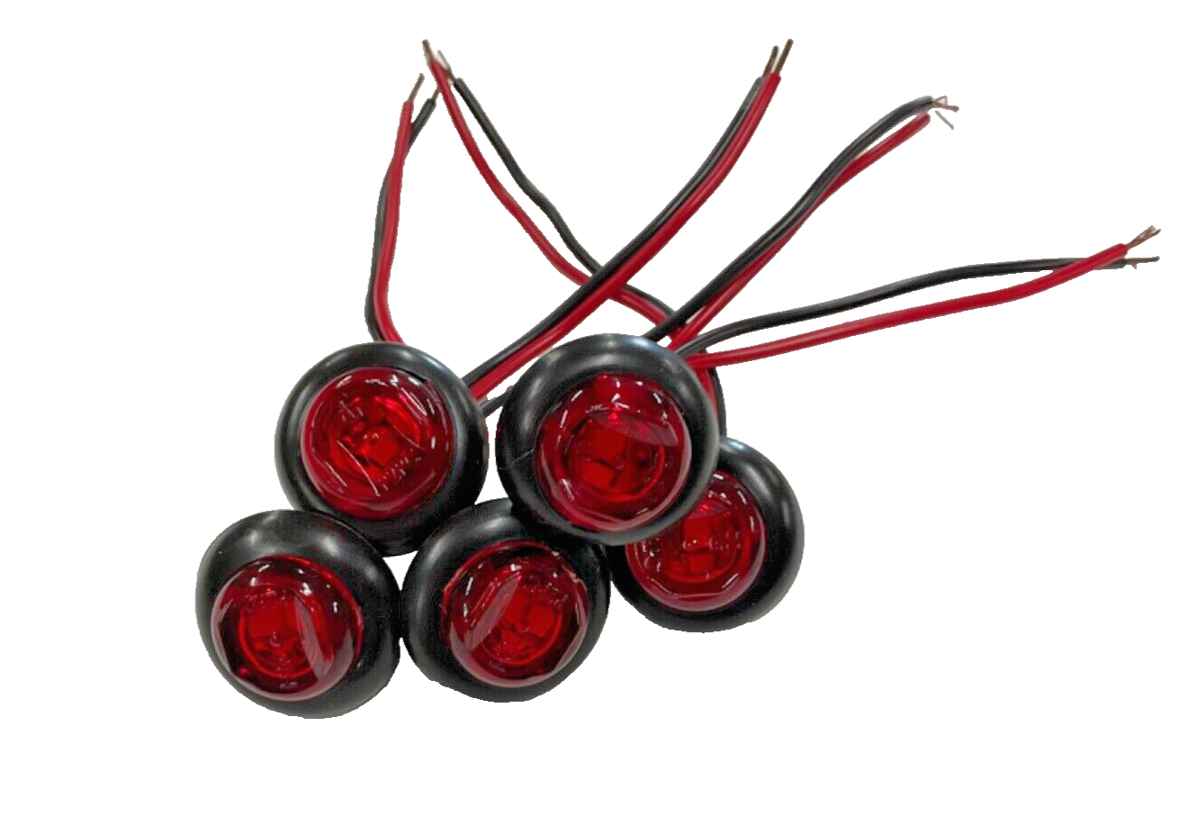 (5 PACK) 3/4" 12V Red LED Clearance Marker Bullet Light W/ Rubber Grommet Trailer