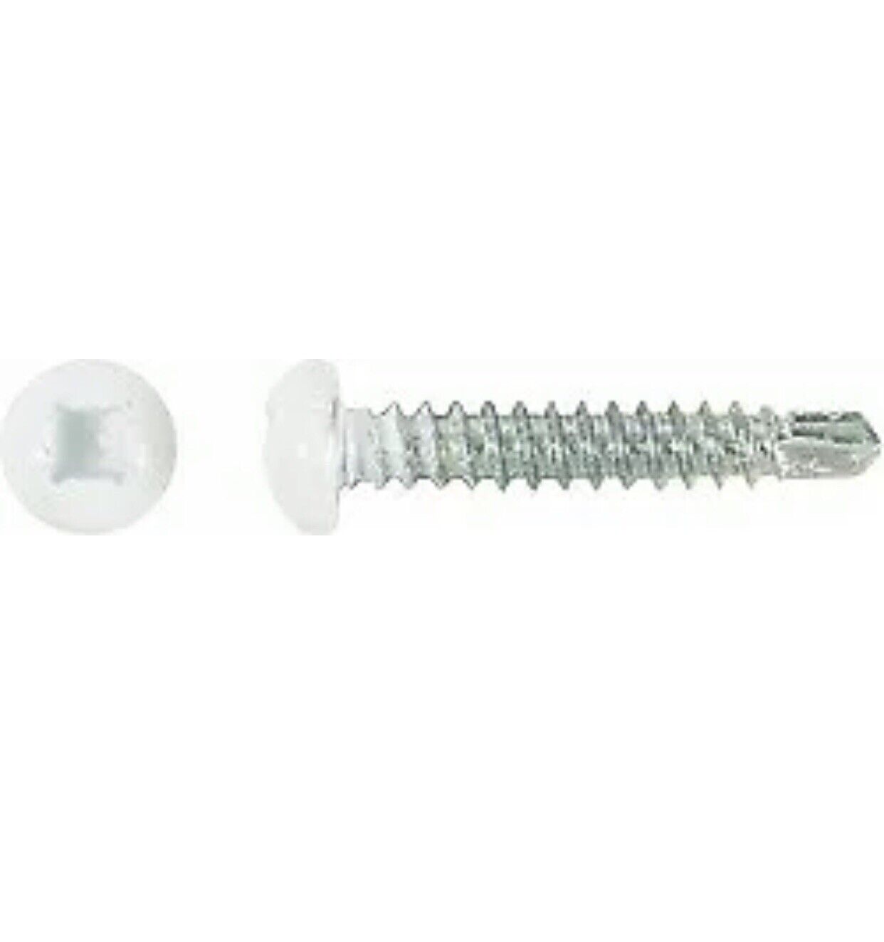 100 Pan White Head Screw # 8 X 1" Quad Drive Self Tap Drilling Screws Cargo RV