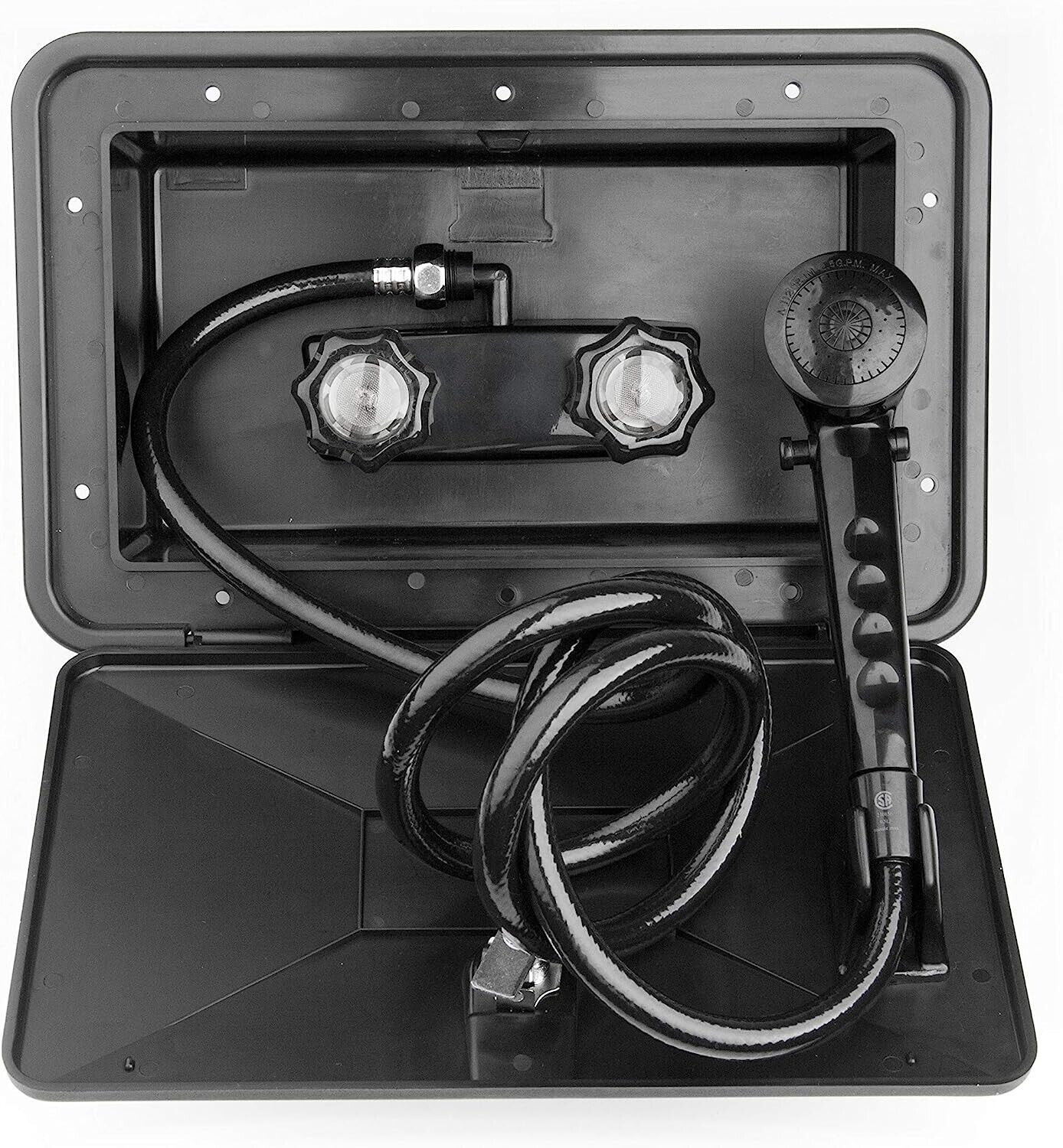 ProCamp RV Exterior Shower Box Kit Faucet Hose Cowboy Shower Outside Black