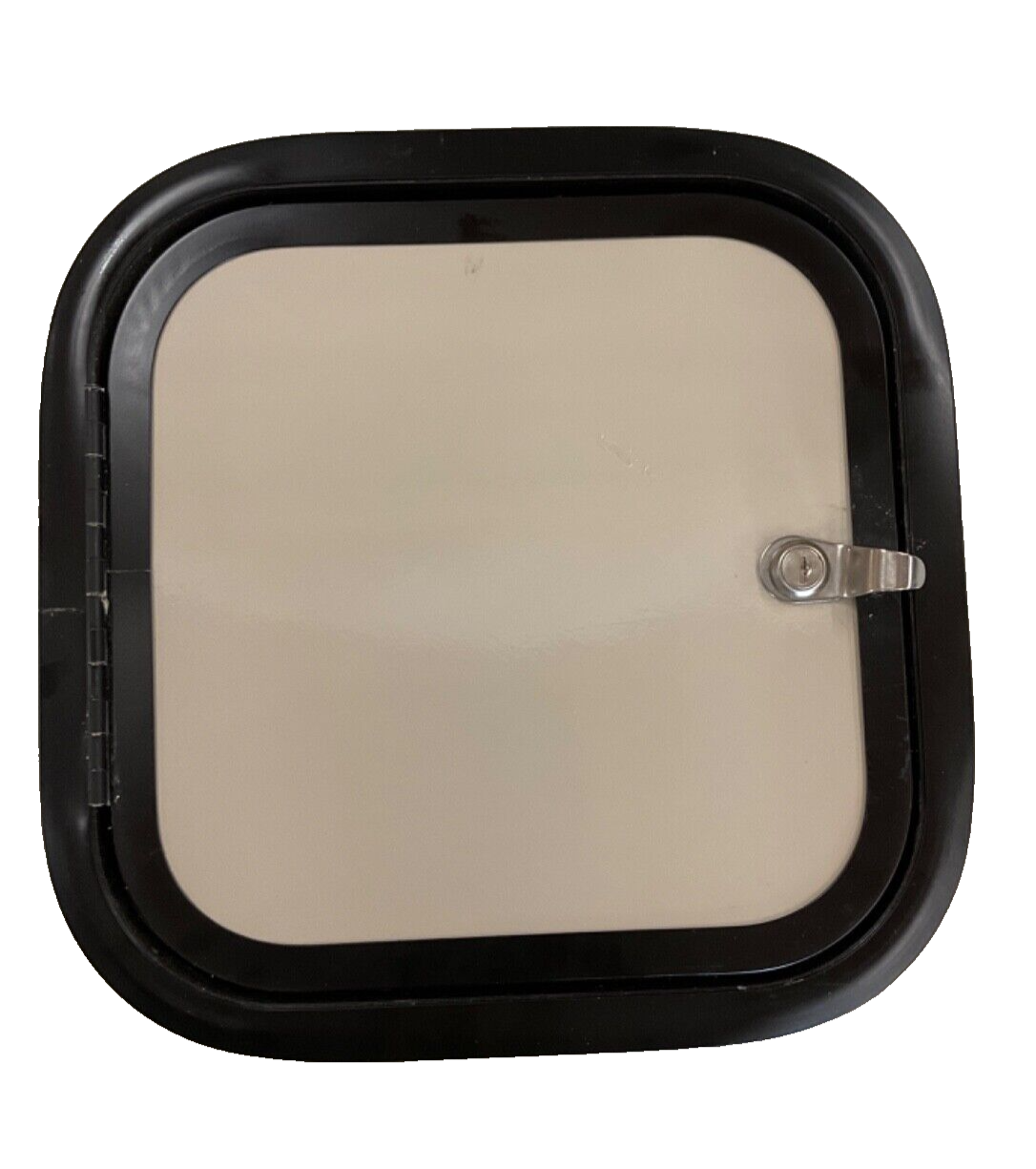 RV/Trailer Cargo Door / Access Door. Tan, 12"X12"X2" W/Lock & Key